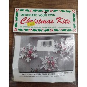 Merri Mac Christmas Craft Kit Holiday Enchanted Rose Flake Ornaments # 96-25 A9